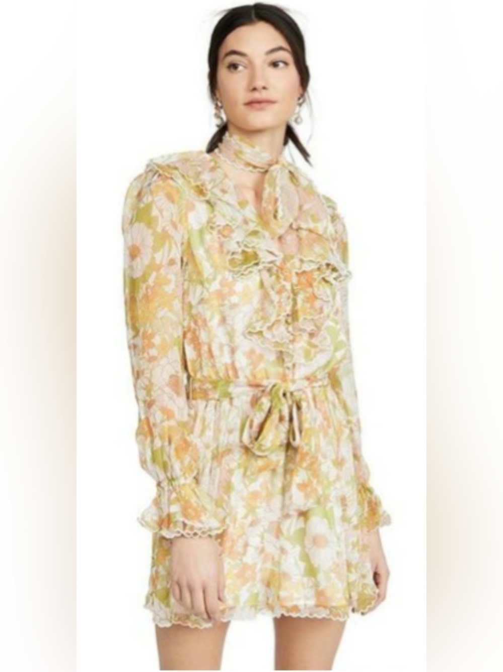 AUTH WOMEN’S ZIMMERMANN L/S SUPER EIGHT SCALLOPED FLORAL PLAYSUIT - SZ 0